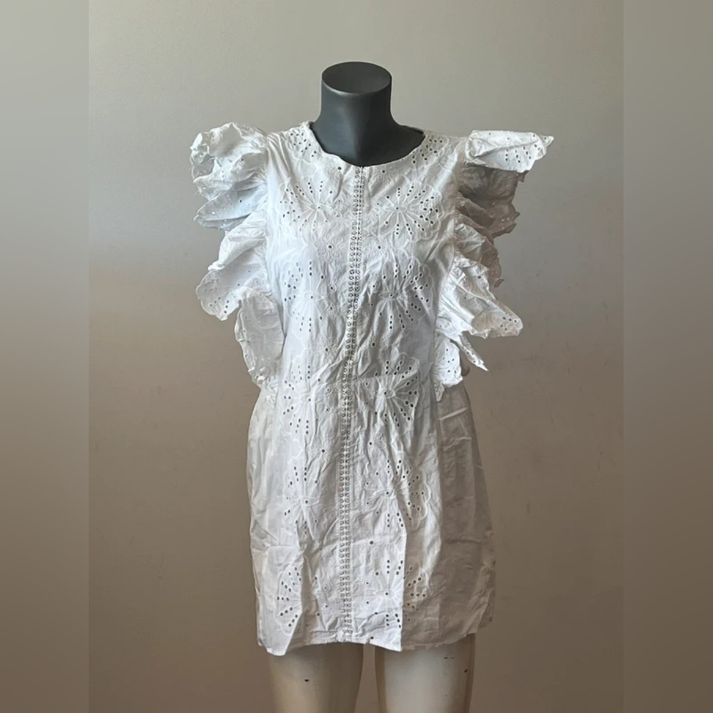 White Ruffled Eyelet Dress